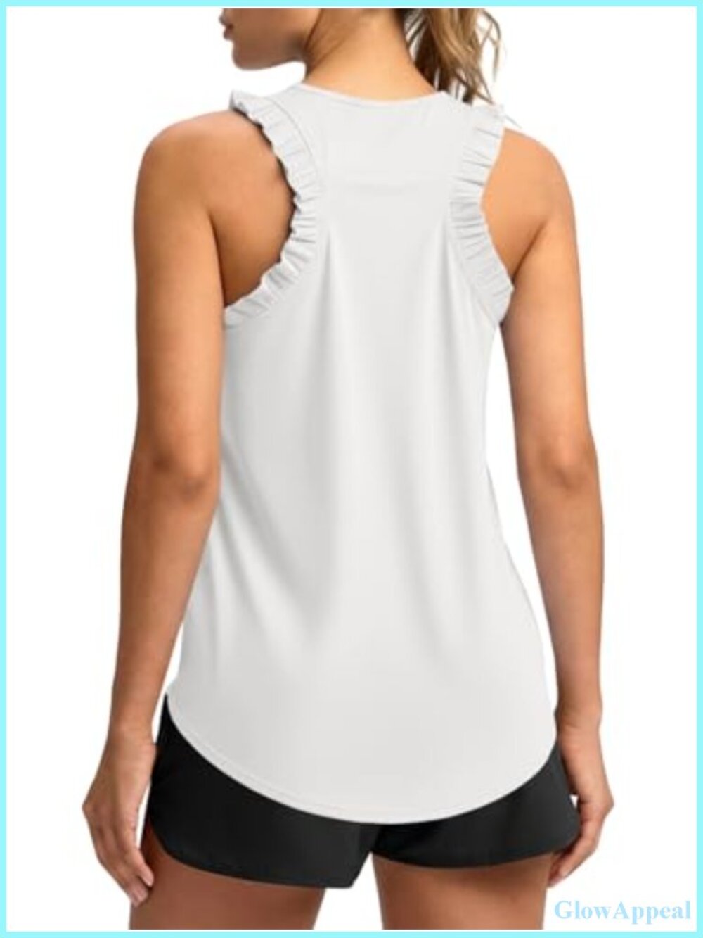 Women's Workout Tank Top Ruffle Sleeveless Athletic Racerback Loose Fit
